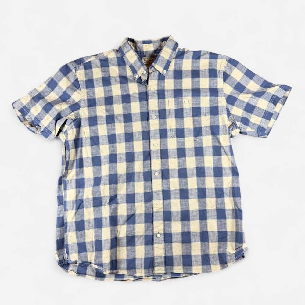 L.L.Bean Plaid Short Sleeve Button Down 1 Pocket Size L